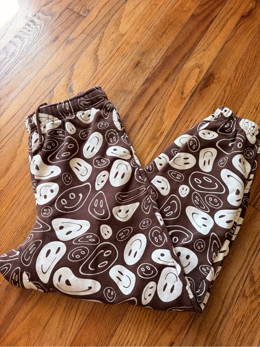 Urban Outfitters Brown & Cream Smiley Face Joggers Womens Small